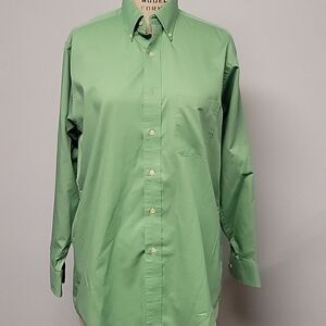 Chaps Twill Mens Green Button Up Shirt Size 15/15.5, M